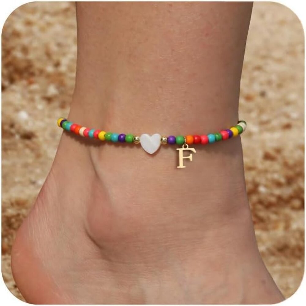 Ankle Bracelets for Women Initial Anklets Waterproof Boho Beaded Dainty Ankle Br